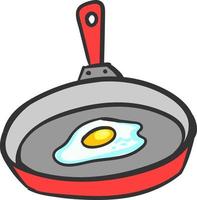 Egg in pan, illustration, vector on white background