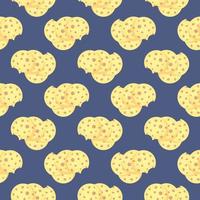 Yellow cookies , seamless pattern on a blue background. vector