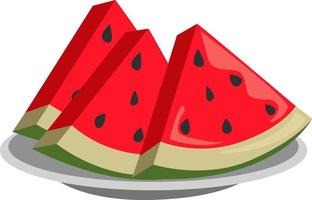 Watermelon slices, illustration, vector on white background