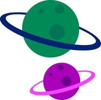 Green and purple planet, illustration, vector on white background.