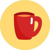 Hot tea in big red mug, illustration, vector, on a white background. vector