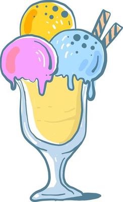 Ice cream in a cup, illustration, vector on white background
