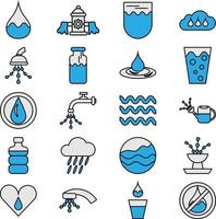 Water icon pack, illustration, vector on a white background.