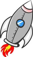 Grey space rocket, illustration, vector on white background