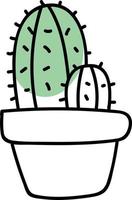 Dos cactus en una olla, ilustración, vector sobre fondo blanco.