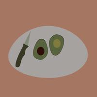 Cutted avocado, illustration, vector on white background.