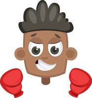 Boy with boxing gloves, illustration, vector on white background.