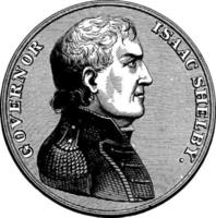 Medal Presented to Isaac Shelby, Front, vintage illustration. vector