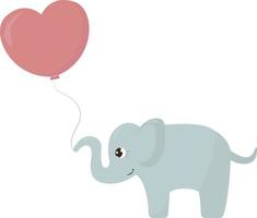 Elefante con corazón, ilustración, vector sobre fondo blanco.