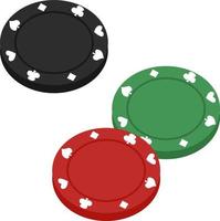 Poker chips, illustration, vector on white background.