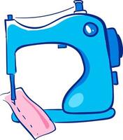 Blue sewing machine, illustration, vector on white background