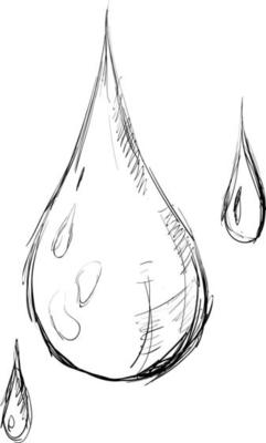 Water drop drawing, illustration, vector on white background.