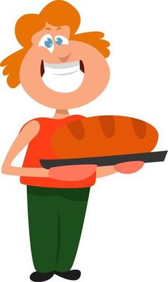 Big bread, illustration, vector on white background