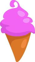 Purple ice cream in cone, illustration, vector on a white background.