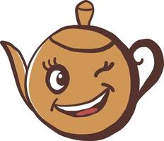 Winking tea pot, illustration, vector on white background