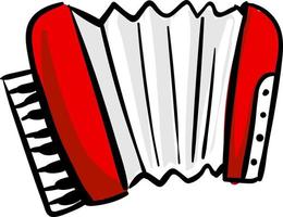Red accordion, illustration, vector on white background.