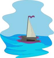 Catamaran on sea, illustration, vector on white background.