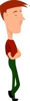 Boy standing, illustration, vector on white background.