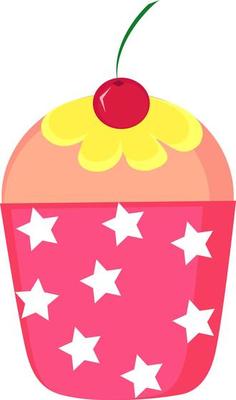 Cherry cake, illustration, vector on white background