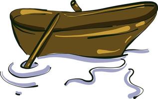 Wooden boat ,illustration, vector on white background