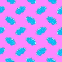 Blue clouds, seamless pattern on pink background. vector