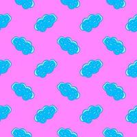 Blue clouds, seamless pattern on pink background. vector