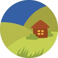 House on a field, illustration, vector, on a white background. vector