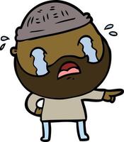 Cartoon man with beard crying vector