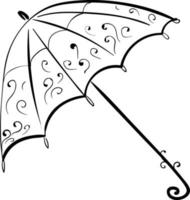 Umbrella drawing, illustration, vector on white background.