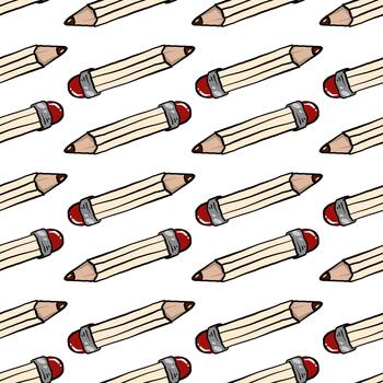 Pencils pattern, seamless pattern on white background. vector