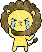 Retro grunge texture cartoon lion crying vector