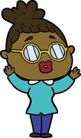 Cartoon girl wearing glasses vector