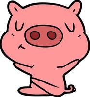 Cartoon happy pig vector