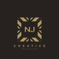 NJ initial letter luxury ornament monogram logo template vector