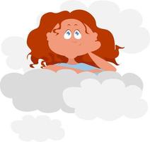 Girl in the clouds, illustration, vector on white background