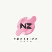 vector de elementos de plantilla de diseño de icono de logotipo colorido de letra inicial de nz