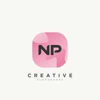 NP Initial Letter logo icon design template elements with wave colorful art vector