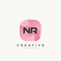 NR Initial Letter logo icon design template elements with wave colorful art vector