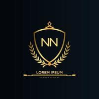NN Letter Initial with Royal Template.elegant with crown logo vector, Creative Lettering Logo Vector Illustration.