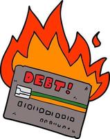 Cartoon burning credit card vector