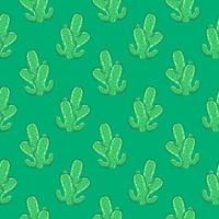 Small cactus , seamless pattern on a green background. vector