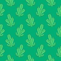 cactus pequeño, patrón sin costuras sobre un fondo verde. vector