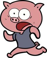 Cartoon schocked pig vector