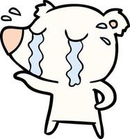 Cartoon polar bear crying vector