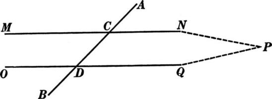 Parallel Lines Cut By A Transversal Theorem, vintage illustration. vector