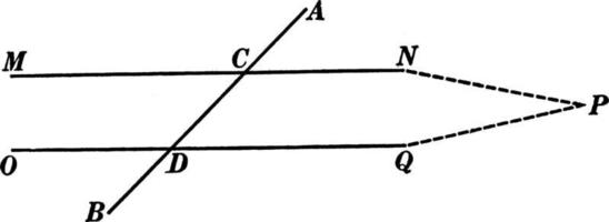 Parallel Lines Cut By A Transversal Theorem, vintage illustration. vector