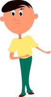 Man in yellow shirt, illustration, vector on white background.