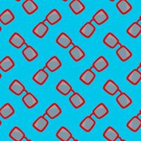 Red glasses, seamless pattern on a blue background. vector
