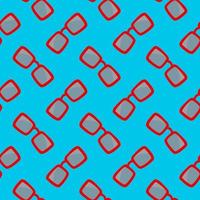 Red glasses, seamless pattern on a blue background. vector