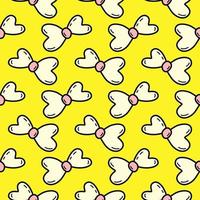 Yellow bows ,seamless pattern on yellow background. vector